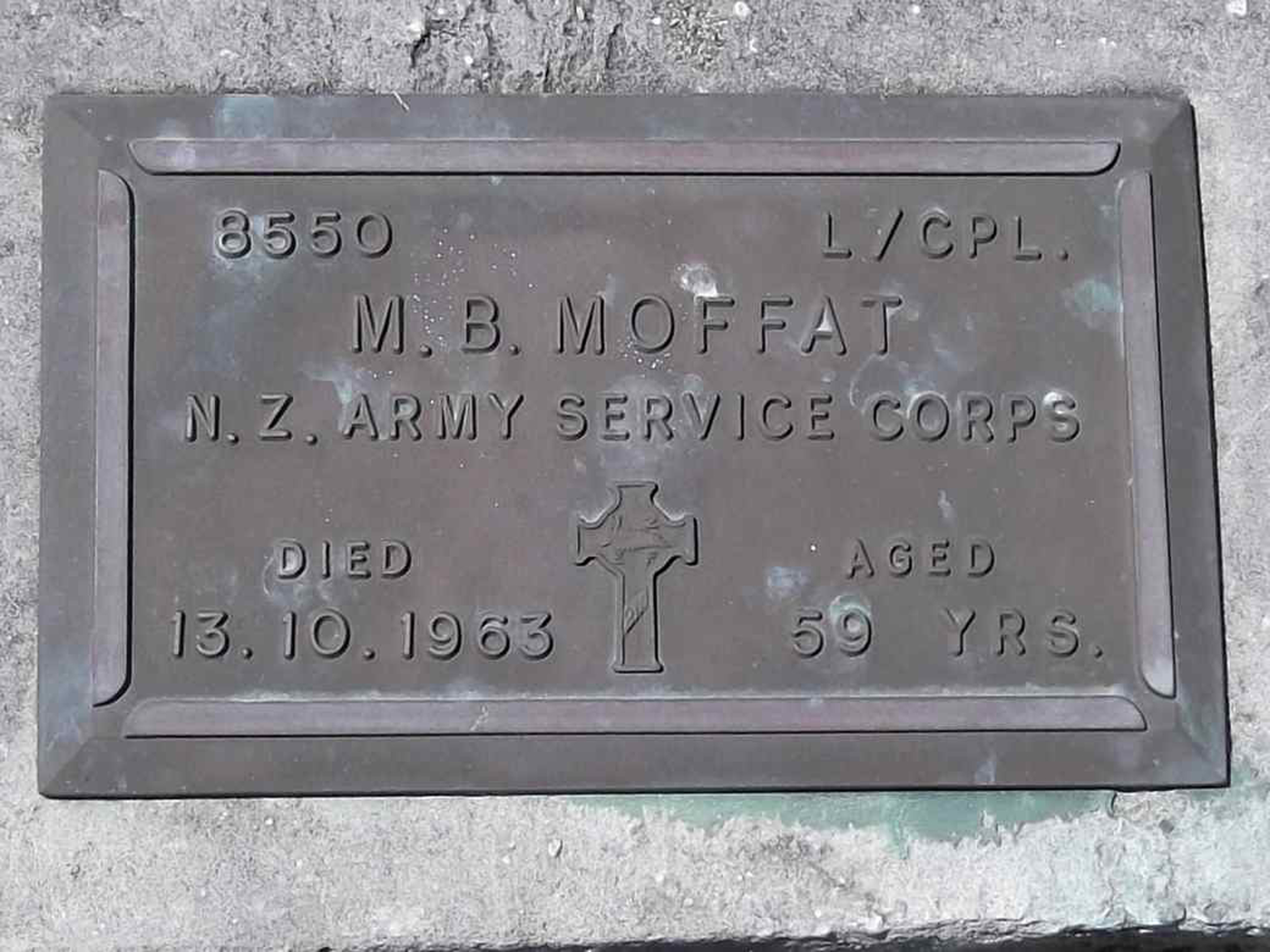 Photo of headstones/Malcolm Brechin Moffat died 1963 hdstn Dunedin
